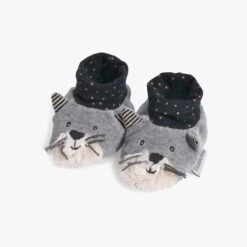 Moulin Roty Chaussons Chat Gris Clair Fernand