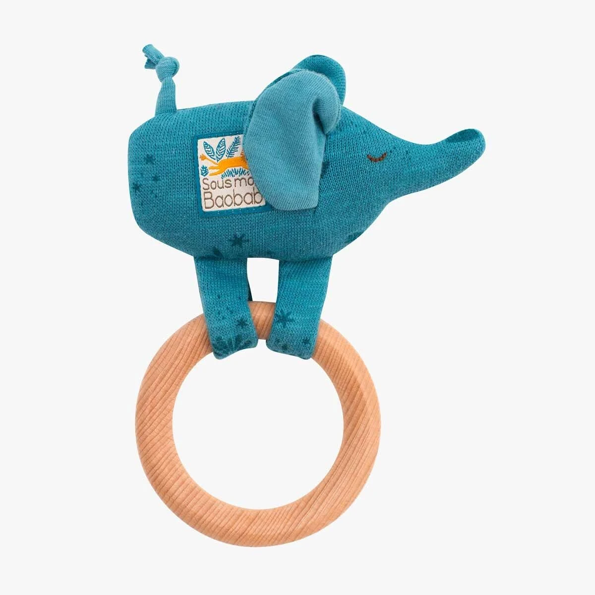 Moulin Roty Hochet Anneau Bois Eléphant 2 Moulin Roty Hochet Anneau Bois Eléphant – Image 2