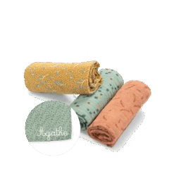 Moulin Roty Set De 3 Langes Imprimés (sauge/argile/ocre) -Moulin Roty 678273 2