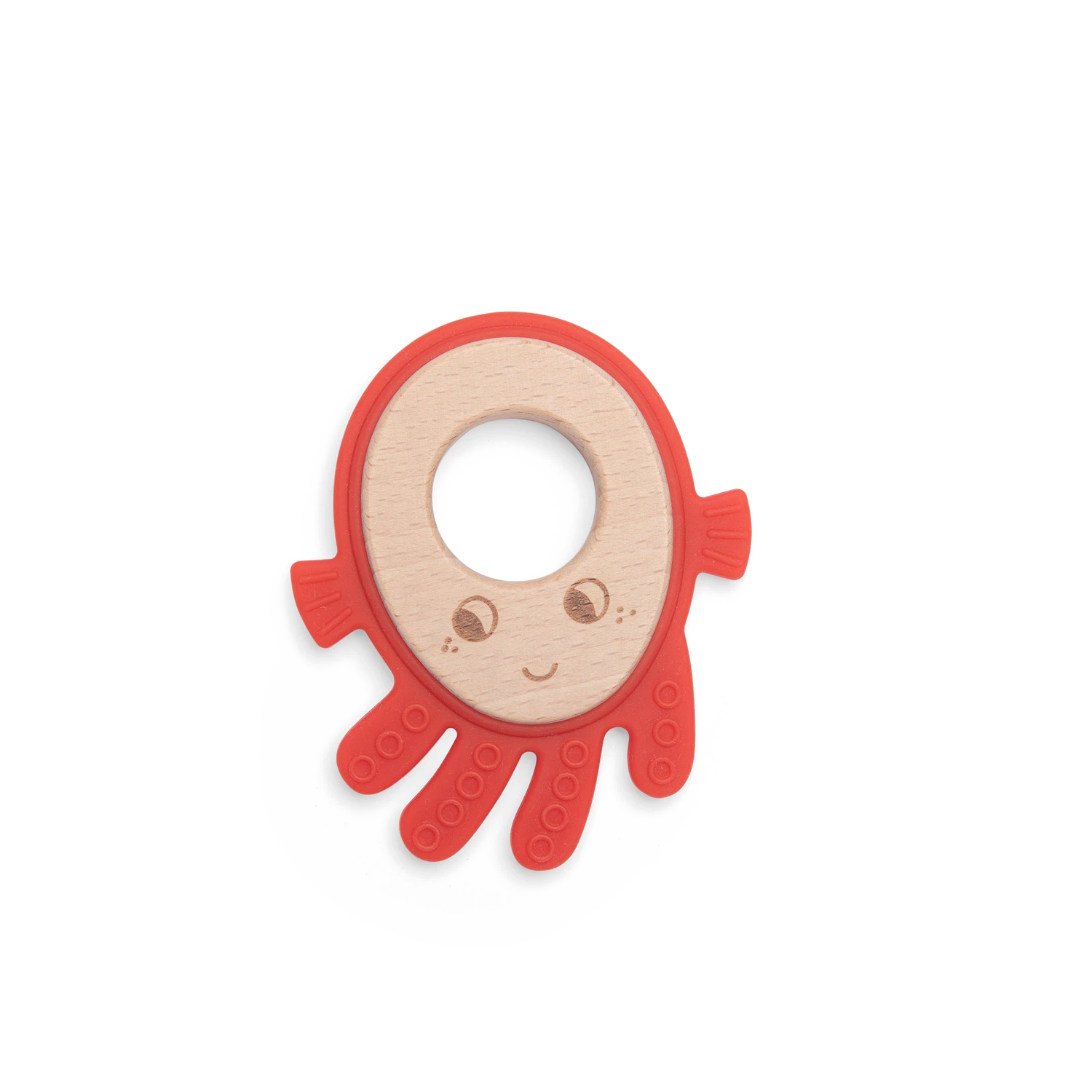 Moulin Roty Anneau De Dentition Bois Et Silicone Poulpe