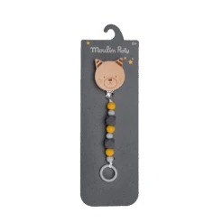 Moulin Roty Attache-tétine Bois Et Silicone Chat