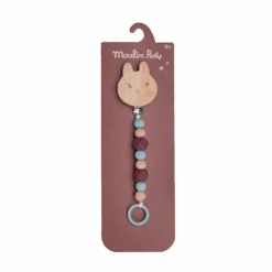 Moulin Roty Attache-tétine Bois Et Silicone Lapin