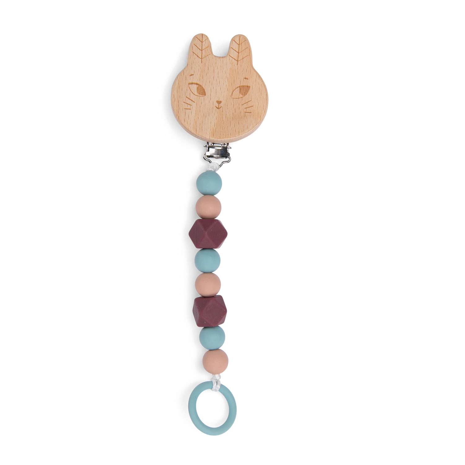 Moulin Roty Attache-tétine Bois Et Silicone Lapin – Image 2