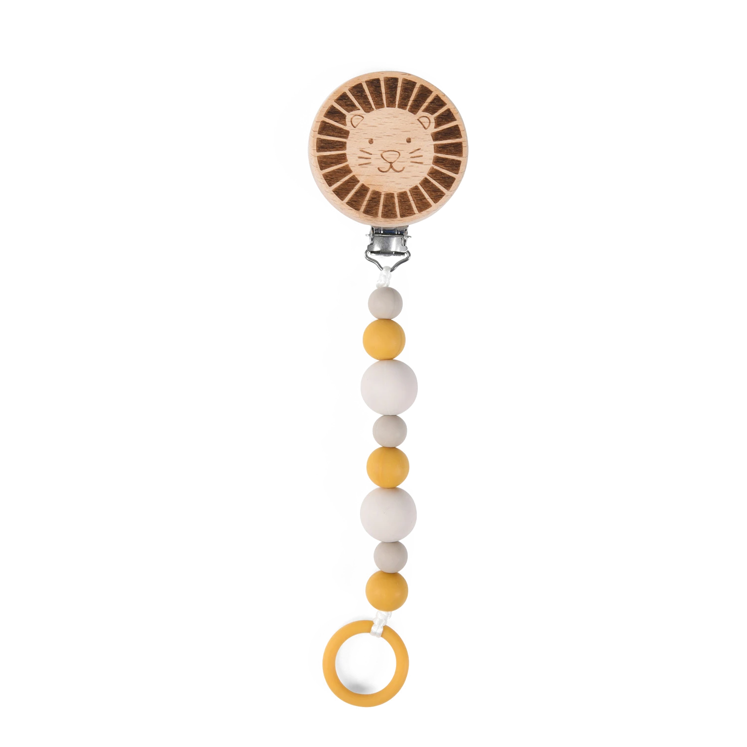 Moulin Roty Attache-tétine Bois Et Silicone Lion – Image 2