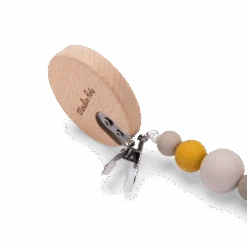 Moulin Roty Attache-tétine Bois Et Silicone Lion -Moulin Roty Attachetetine bois et silicone Lion Sous mon baobab Moulin Roty 3 1