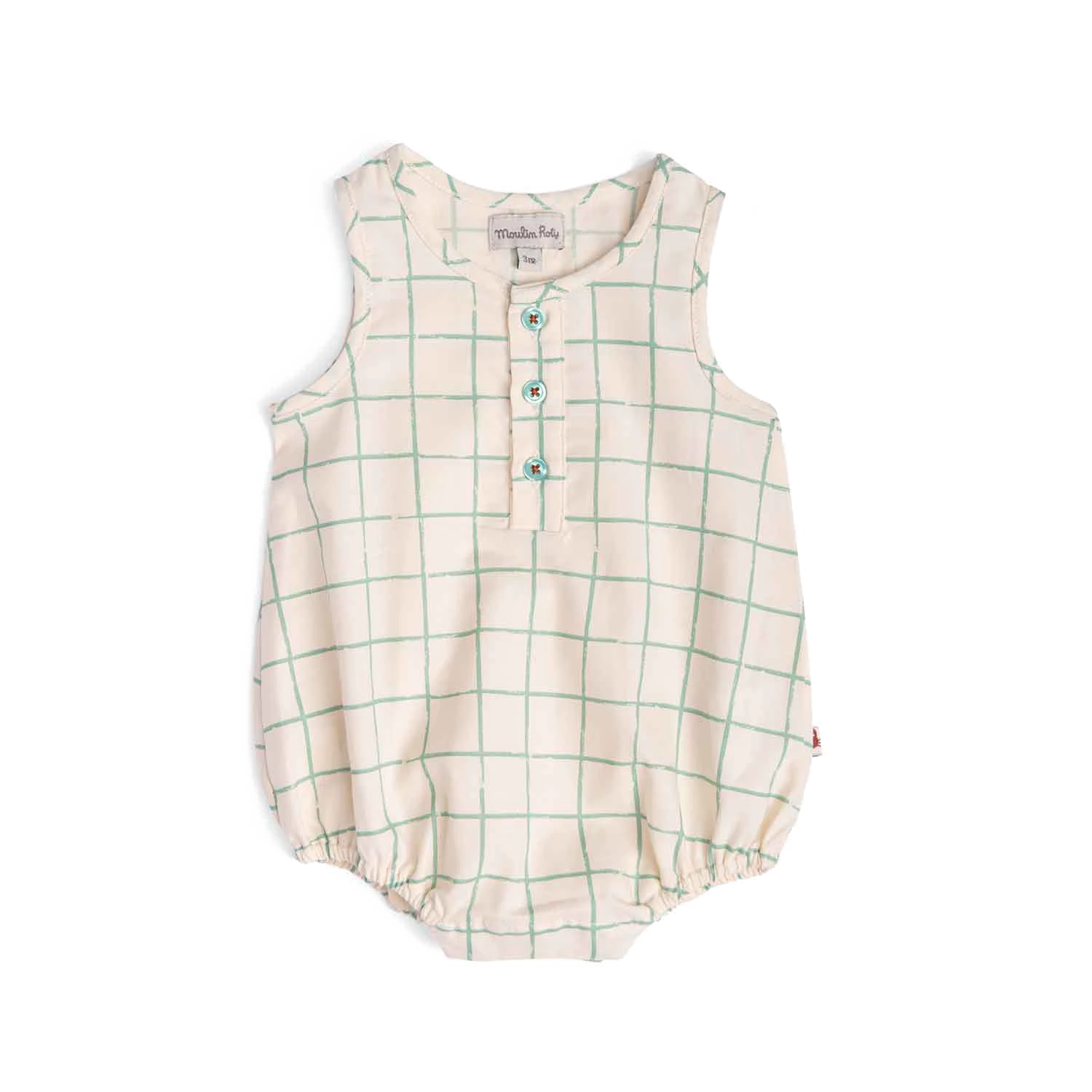 Moulin Roty Honoré Combinaison écrue Carreaux Verts 2 Moulin Roty Honoré Combinaison écrue Carreaux Verts – Image 2