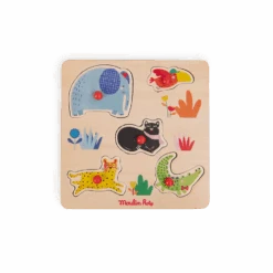 Moulin Roty Puzzle Encastrable En Bois 5 Animaux