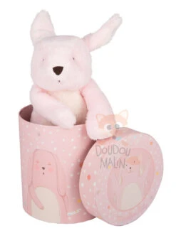 Moulin Roty A Petits Pas Peluche Lapin Rose Blanc