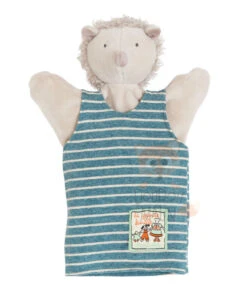 Moulin Roty La Grande Famille Léon Le Hérisson Marionnette Bleu Gris