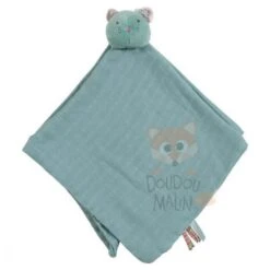 Moulin Roty Les Pachats Doudou Chat Lange Plat Carré Vert