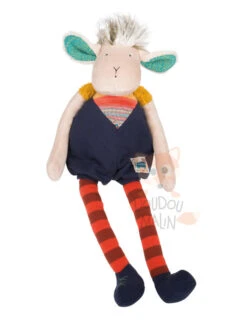 Moulin Roty Les Zig Et Zag Peluche Zéphyr Le Mouton Bleu Rouge