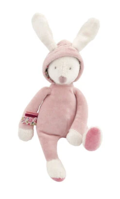 Moulin Roty Myrtille & Capucine Mini Peluche Hochet Lapin Rose 20 Cm